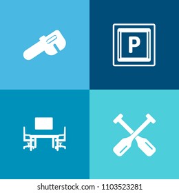 Modern, simple vector icon set on colorful background with spanner, water, rowing, sea, transport, transportation, saw, wooden, space, equipment, sport, public, hammer, repair, old, work, sign icons