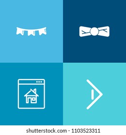 Modern, simple vector icon set on colorful background with house, clothing, home, men, elegance, online, wear, simple, party, bunting, internet, elegant, background, estate, computer, arrow, bow icons