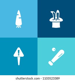 Modern, simple vector icon set on colorful background with object, ripe, danger, organic, mark, hat, vegetable, grass, baseball, food, fresh, team, magician, base, stadium, competition, wizard icons