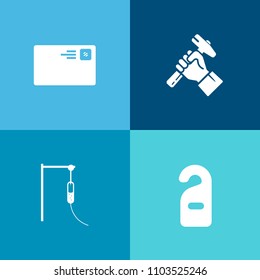 Modern, simple vector icon set on colorful background with business, quiet, sign, male, warning, medicine, industry, communication, industrial, work, email, letter, do, envelope, website, health icons