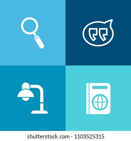 Modern, simple vector icon set on colorful background with decor, sign, dialog, modern, talk, internet, document, speech, business, web, immigration, travel, vacation, chat, home, communicate icons