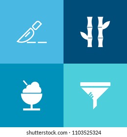 Modern, simple vector icon set on colorful background with surgery, plastic, dessert, leaf, clean, filter, japanese, service, tree, young, green, maintenance, health, hospital, dirty, care, cone icons