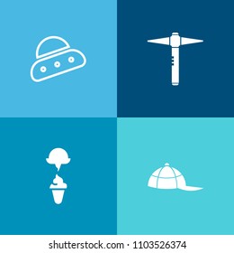 Modern, simple vector icon set on colorful background with blank, ufo, white, hat, cap, frozen, invasion, baseball, clothing, futuristic, cream, cold, dessert, fantasy, wear, spaceship, ice icons