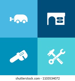 Modern, simple vector icon set on colorful background with white, note, computer, screwdriver, workplace, shape, toolbox, copy, construction, repair, equipment, perambulator, childhood, blank icons