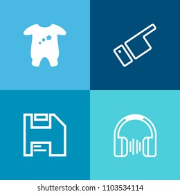 Modern, simple vector icon set on colorful background with internet, girl, clothes, sign, audio, looking, pointing, equipment, lifestyle, technology, kid, device, earphone, man, male, white, boy icons