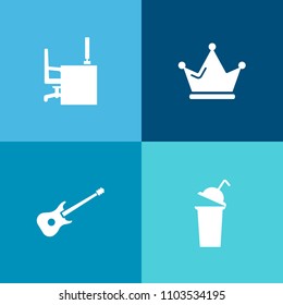 Modern, simple vector icon set on colorful background with computer, space, white, instrument, musical, black, business, top, notebook, desk, king, luxury, hot, jewelry, drink, work, copy, tea icons