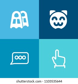 Modern, simple vector icon set on colorful background with kitty, web, finger, happy, young, dialog, cute, sea, dive, person, girl, animal, love, female, bubble, speech, japanese, pointer, sign icons