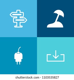 Modern, simple vector icon set on colorful background with interface, disturb, hanger, nature, internet, website, ocean, connection, tropical, doorknob, island, button, hang, download, energy icons