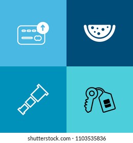 Modern, simple vector icon set on colorful background with galaxy, lock, sky, bank, vegetarian, healthy, money, key, access, safe, unlock, business, finance, home, watching, astrology, food icons