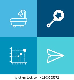 Modern, simple vector icon set on colorful background with apartment, data, kid, room, tile, infant, modern, home, chart, concept, information, bath, baby, style, newborn, child, phone, email icons