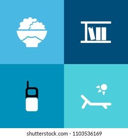 Modern, simple vector icon set on colorful background with learning, organic, white, library, sign, literature, sunny, food, communication, sea, agriculture, education, textbook, asian, phone icons