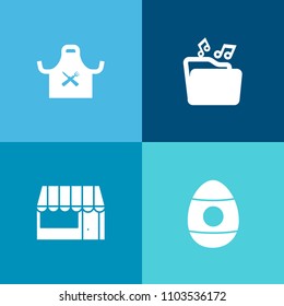 Modern, simple vector icon set on colorful background with lifestyle, grocery, shop, sign, store, celebration, commerce, customer, holiday, text, cart, color, tradition, egg, market, buy, easter icons