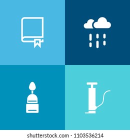 Modern, simple vector icon set on colorful background with library, study, dictionary, water, cake, knowledge, chocolate, abstract, muffin, gas, textbook, open, school, day, gasoline, literature icons