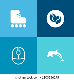 Modern, simple vector icon set on colorful background with input, mammal, equipment, food, dolphin, sport, ocean, seed, sign, marine, drink, bean, coffee, wild, sea, beverage, activity, nature icons