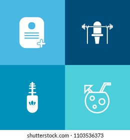 Modern, simple vector icon set on colorful background with brush, mascara, glass, summer, black, bodybuilding, fresh, makeup, alcohol, lash, sport, fashion, element, security, business, fitness icons