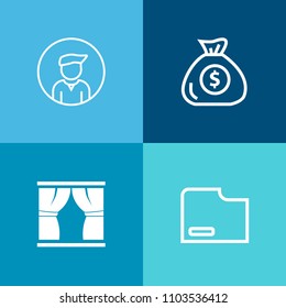 Modern, simple vector icon set on colorful background with financial, web, character, silhouette, man, style, guy, money, office, coin, people, currency, art, economy, sign, business, young, boy icons