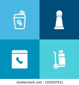 Modern, simple vector icon set on colorful background with sign, game, castle, industry, queen, tropical, ice, transportation, cold, truck, party, water, web, fresh, rook, piece, weight, knight icons