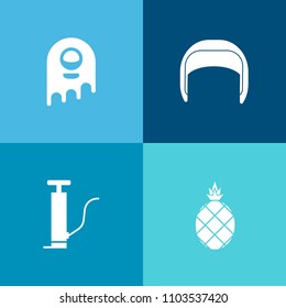 Modern, simple vector icon set on colorful background with worker, character, gas, creature, engineer, building, organic, station, builder, safety, space, equipment, industrial, fresh, power icons