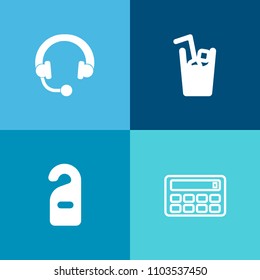 Modern, simple vector icon set on colorful background with studio, calculator, mathematics, motel, accounting, stereo, listen, room, element, gadget, concept, speaker, technology, do, cocktail icons