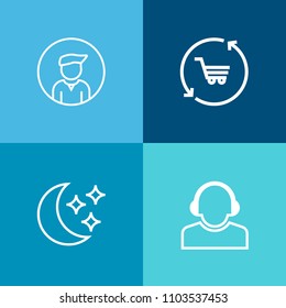 Modern, simple vector icon set on colorful background with woman, market, business, call, guy, operator, buy, young, fashion, communication, nature, casual, space, trolley, sky, boy, service icons
