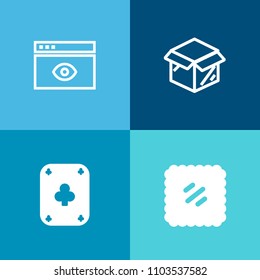 Modern, simple vector icon set on colorful background with people, game, surprise, screen, play, package, page, browser, unpacking, interface, stamp, delivery, postcard, address, vintage, postal icons