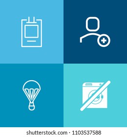 Modern, simple vector icon set on colorful background with tag, black, clean, user, avatar, sign, information, laundry, vintage, extreme, air, skydiving, skydive, account, premium, remove, label icons
