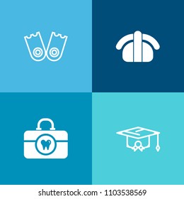 Modern, simple vector icon set on colorful background with activity, seafood, scuba, health, toothpaste, roll, plastic, restaurant, fish, achievement, rice, raw, university, japanese, meal, swim icons