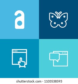 Modern, simple vector icon set on colorful background with cursor, room, text, motel, chat, dialog, click, www, hotel, door, quiet, talk, pointer, chatting, web, privacy, speech, colorful, do icons