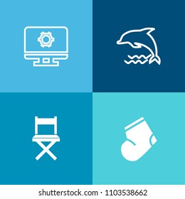 Modern, simple vector icon set on colorful background with wild, seat, jersey, nature, socks, jump, technology, gray, car, marine, leap, knitted socks, ocean, element, sea, business, blue, warm icons