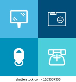 Modern, simple vector icon set on colorful background with street, city, element, travel, receiver, blank, communication, office, file, sign, contact, web, road, pointer, call, open, direction icons