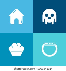 Modern, simple vector icon set on colorful background with screen, science, real, construction, watch, doughnut, modern, city, property, muffin, character, dessert, fantasy, time, cupcake, urban icons