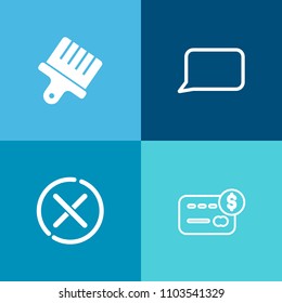 Modern, simple vector icon set on colorful background with speech, stop, drawing, sign, decoration, negative, circle, talk, account, paintbrush, atm, business, message, credit, red, paint, brush icons