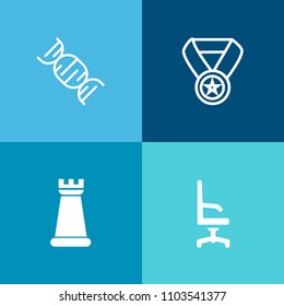 Modern, simple vector icon set on colorful background with graphic, medical, prize, strategy, white, comfortable, success, achievement, sign, king, cup, armchair, winner, win, award, champion icons