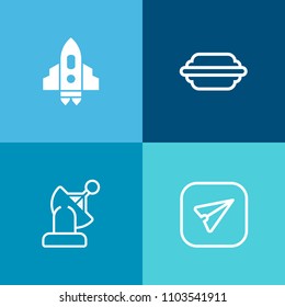 Modern, simple vector icon set on colorful background with internet, technology, cheese, message, craft, satellite, shuttle, beef, space, lettuce, business, onion, earth, galaxy, email, ship icons