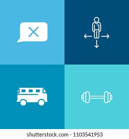 Modern, simple vector icon set on colorful background with destination, woman, active, map, motion, gym, strength, closed, sport, transport, sportive, barbell, sign, fitness, road, activity, pin icons