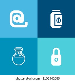 Modern, simple vector icon set on colorful background with technology, address, glass, white, implant, medicine, message, dental, protection, sweet, letter, safe, equipment, communication, key icons