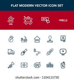 Modern, simple vector icon set with map, architecture, war, way, beautiful, location, house, navigation, business, strike, stamp, military, button, hobby, hit, home, office, leisure, temperature icons