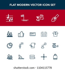 Modern, simple vector icon set with day, musical, environment, timetable, payment, typography, time, list, internet, sign, person, car, transportation, chat, chart, communication, nature, tshirt icons