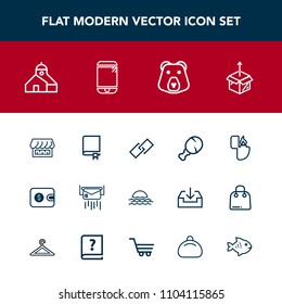 Modern, simple vector icon set with flame, curtain, web, new, construction, book, mail, business, snack, wallet, white, envelope, unpacking, sun, finance, sunrise, hyperlink, building, lighter icons
