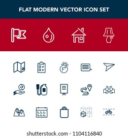 Modern, Simple Vector Icon Set With Travel, Mark, Presentation, Check, Flag, Nation, Lamp, Email, Table, Map, Bulb, Fire, Safety, Architecture, Rain, Business, Investment, Temperature, Sign Icons