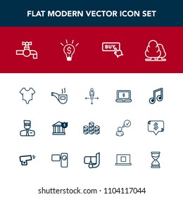 Modern, simple vector icon set with vintage, account, distribution, storehouse, screen, profile, technology, computer, retro, sink, bathroom, environment, bank, note, nature, finance, notebook icons