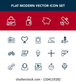 Modern, simple vector icon set with view, wireless, label, camera, housework, record, house, birdhouse, radio, style, antenna, nature, object, badge, flight, domestic, bike, tv, fashion, wheel icons