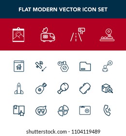 Modern, simple vector icon set with flight, cancel, frame, space, internet, white, snack, science, sign, airplane, food, launch, shuttle, bottle, web, road, aircraft, arrow, paper, button, file icons