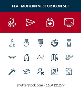 Modern, Simple Vector Icon Set With Time, Hour, Element, Extreme, Location, Technology, Leather, Timer, House, Architecture, Digital, Skate, Skateboard, Business, Point, Paint, Equipment, Sand Icons