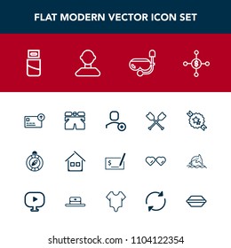 Modern, simple vector icon set with delete, finance, business, canoe, water, mask, fashion, estate, sea, cable, dollar, template, pay, user, plug, white, direction, building, web, east, summer icons