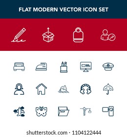 Modern, simple vector icon set with iron, home, housework, woman, hand, domestic, hat, wildlife, style, bag, house, animal, package, lady, web, navy, captain, pen, girl, nature, estate, write icons