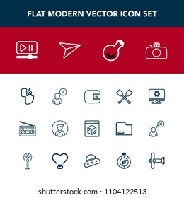 Modern, simple vector icon set with laboratory, boy, online, music, record, player, shipping, sound, cash, man, water, clock, button, time, work, internet, wallet, camera, technology, medicine icons