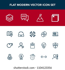 Modern, simple vector icon set with person, search, business, mountain, professional, referee, sky, location, nature, object, blue, chart, control, communication, web, whistle, technology, map icons