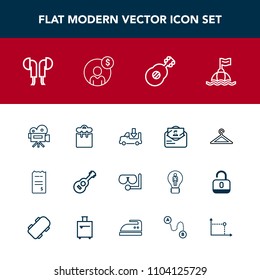 Modern, simple vector icon set with water, music, hanger, glass, musical, people, audio, bill, sound, financial, diving, person, sign, technology, retro, money, phone, camera, white, envelope icons