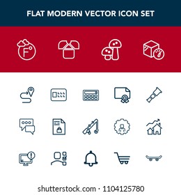 Modern, simple vector icon set with award, supermarket, frame, sky, astronomy, fish, security, thermometer, package, night, edible, rod, navigation, button, location, notebook, shopping, fishing icons